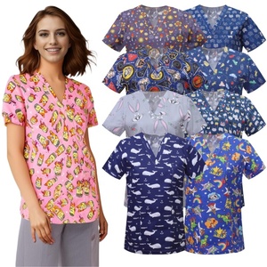 Uniformes Médicos con Estampado Floral y <span class=keywords><strong>Animal</strong></span>, Diseño Nuevo 2024, Blusa de Enfermería, Ropa de Trabajo para Clínica Dental, Conjuntos de Uniformes Médicos - Product Image 5