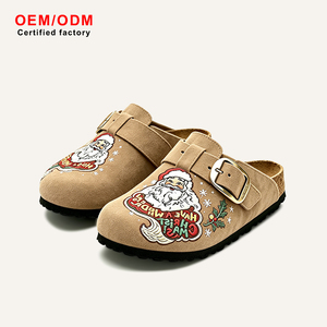 Sabots en daim unisexe faits main style rétro Père Noël, à plateforme en bois, à enfiler, confortables, légers, antidérapants, chaussures plates décontractées 2026 - Product Image 1