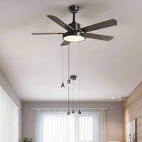 Ventilateur de plafond moderne à LED en contreplaqué à 5 pales de 52 pouces BLDC avec télécommande et contrôle de vitesse variable - pour salon
