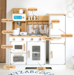 Juego de Cocina de Madera con Efectos de Luz y Sonido, Incluye Refrigerador y <span class=keywords><strong>Utensilios</strong></span>, Juguete Educativo de Simulación de Cocina - Product Image 2