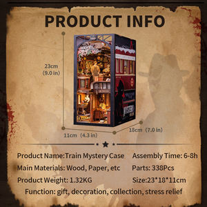 Cutebee 3D en bois Miniature Big Ben étagère série <span class=keywords><strong>de</strong></span> détective maison <span class=keywords><strong>de</strong></span> poupée Train Mystery Case Book Nook avec cache-poussière - Product Image 6