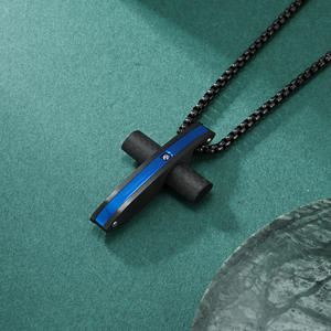 Designer Luxury Carbon Fiber Cross Christian Tarnish Free Waterproof <b>Stainless</b> <b>Steel</b> Fashion Jewelry Pendant Necklace for <b>Men</b> - Product Image 5
