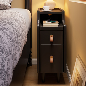 Solid Wood Nightstand 20Cm Ultra Narrow With Storage <b>Drawer</b> For Bedroom - Product Image 1