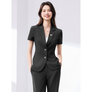 Women Summer Short Sleeve Suit Set Slim Fit Business Casual Hotel Uniform Reception Workwear KL819 - Product Image 3