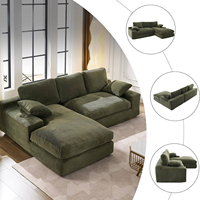 Canapé d'angle modulable en tissu personnalisé HUAJU pour salon, ensemble sectionnel en forme de L avec chaise longue, garni d'éponge
