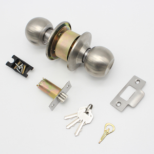 Poignée cylindrique, serrure sphérique, acier inoxydable 304, balle ronde brossée, pêne dormant, serrure de porte intérieure - Product Image 3