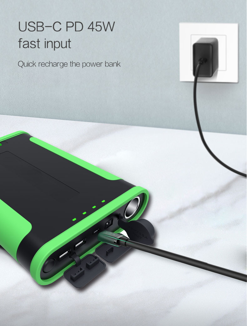 大容量48000mAh/96000mAh 防水 キャンプ用 12V シガーソケット 60W PD