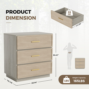 Modern Vertical Chest of Drawers Large Capacity 3-Drawer <b>Night</b> <b>Stand</b> Heavy Load Capacity Accent Side Table for Apartment Dorm - Product Image 6