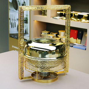 Nouveauté Chauffe-plat décoratif de luxe Chauffe-plats dorés pour <span class=keywords><strong>buffet</strong></span> 8L - Product Image 3