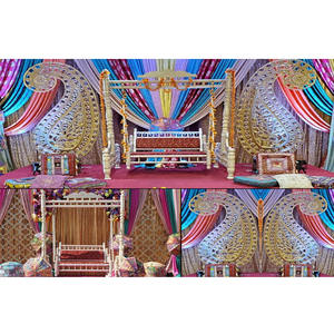 Élégant Sangeet Stage Paisley Decor & Swing Gujarati Garba Night Stage avec Swing Marvelous Wedding Sangeet Stage Decoration USA - Product Image 1