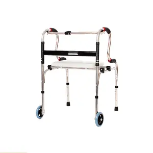 医用铝框架移动4腿助行器老年人折叠助行器