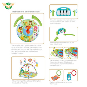 Tapis de jeu musical et lumineux 0M+ pour bébé, tapis de fitness sécurisé avec arche d'activités et piano - Product Image 5