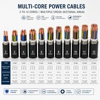 Cable de Alimentación Multifilar con Aislamiento de PVC, 2, 3, 4, 5, 7, 10, 12, 16, 19, 24 Núcleos, 1.5, 2.5, 4, 6, 10, 16, 25, 35, 50 mm, Conductor de Cobre, Cable Eléctrico