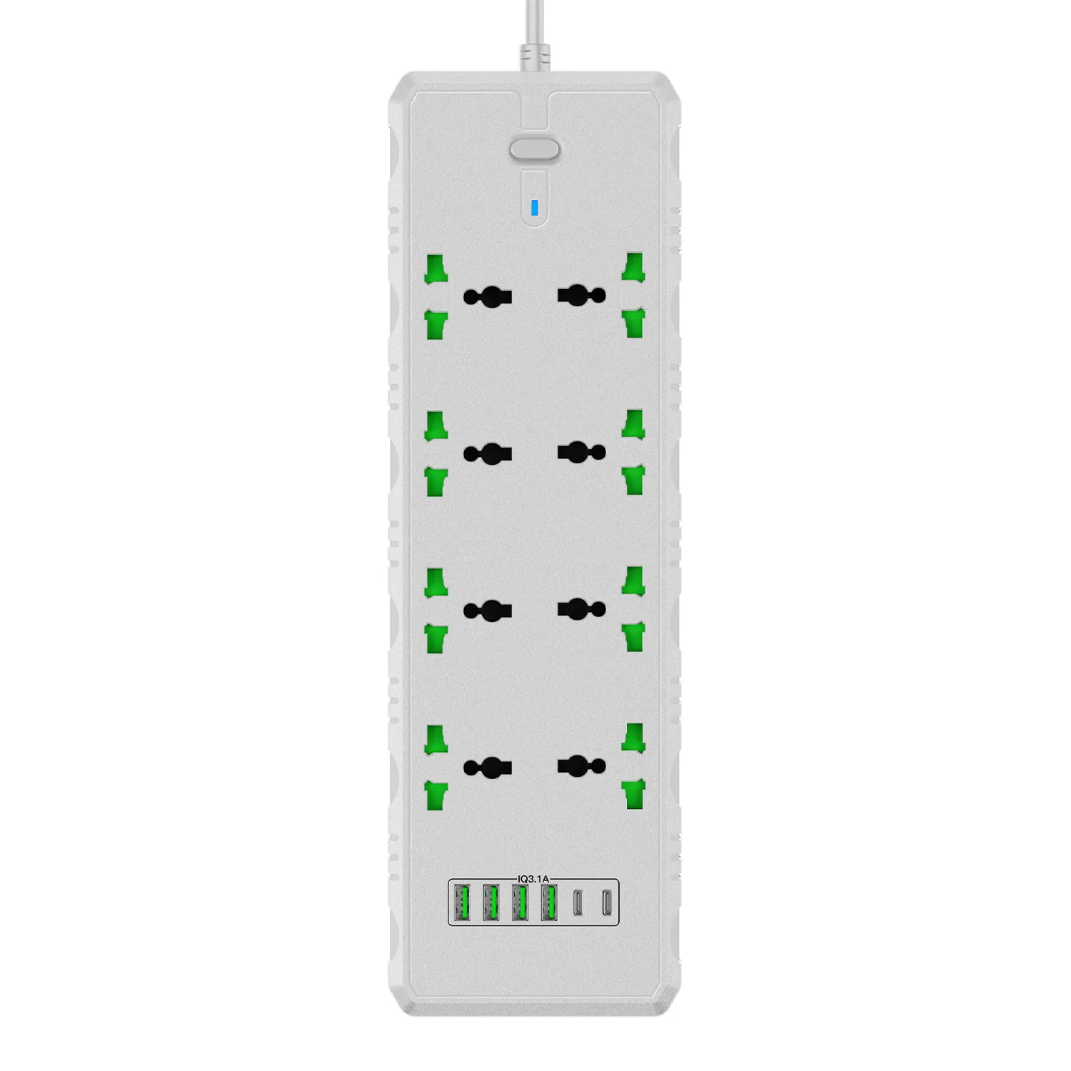 2M Multifunction universal 8 way outlet USB PD Charging Port surge protect power strip supply cabel extension socket