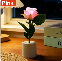 Nouvelle Lampe LED Rose Transfrontalière Best-seller, Cadeau Saint-Valentin, Matériau ABS, Lampe de Bureau Ambiante Moderne et Simple en Forme de Pot de Fleurs