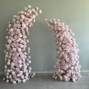 M-HOA053 Artificial horn flower arch wholesale flower arch decoration pink <b>rose</b> flower horn arch for wedding event arrangements - Product Image 1