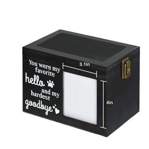 Pet Urn Rectangle Wooden <b>Storage</b> <b>Box</b> With <b>Photo</b> Memorial For Dog Cat Pet Ashes Keep Safe Secure - Product Image 5