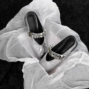 Mules de Cuero Genuino con Punta Cuadrada y Hebilla Metálica, Sandalias de Verano para Mujer con Plataforma - Product Image 2