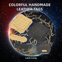 Étiquettes en cuir microfibre gaufré faites à la main, cœurs colorés, étiquettes au crochet, autocollantes carrées pour vêtements, tissées et découpées à chaud