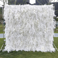 Mur de fleurs artificielles en rouleau 5D personnalisé pour mariage, feuillage blanc, 8x8, toile de fond pour décoration murale