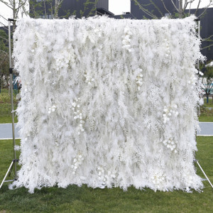 Custom Wedding White Foliage 5d Roll up <strong>Fake</strong> <strong>Flower</strong> <strong>Wall</strong> 8x8 Backdrop <strong>Flowers</strong> for <strong>Wall</strong> Decoration - Product Image 3