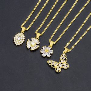 Colgante de Mariposa y Flor Chapado en Oro de 24K para Joyería de Boda, Accesorios de Joyería para Mujer - Product Image 1