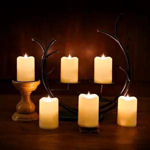 Christmas Rechargeable Mini Electric dimmable flicker tealight led flameless wax candle light led candle