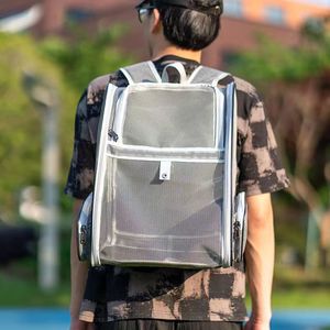 Portable Large Capacity <b>Pet</b> Backpack Transparent Mesh Breathable Cat Dog <b>Carrier</b> Backpack For Outdoor Use - Product Image 1