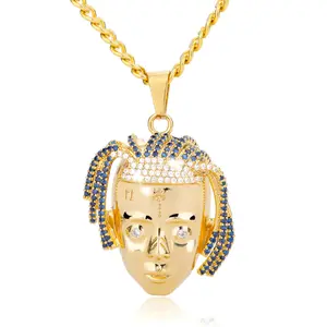 Colar pingente personalizado rapper xxxtentacion, colar masculino e feminino de cristal de luxo dourado