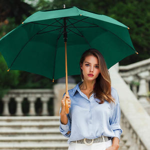 Parapluie classique pour homme à poignée en J incurvée, noir, imperméable, coupe-vent, long manche, durable, parapluie droit - Product Image 2