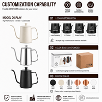 Bouilloire à café à bec de cygne en acier inoxydable 304 HC Wholesale 350/600 ml avec échelle, compatible cuisinière, OEM pour cafés et commerces de détail