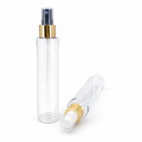 Flacon pulvérisateur transparent en PET de 150 ml avec pulvérisateur à brume dorée pour nettoyant visage, flacon de luxe en plastique de 5 oz, emballage cosmétique en PET