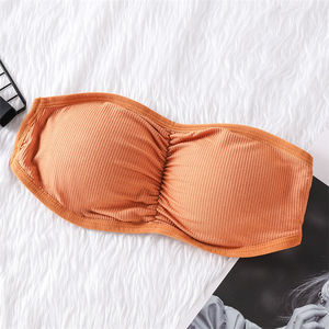 Sujetador inalámbrico transpirable de una pieza sin costuras con copa completa para mujer, sin espalda, sin tirantes, con almohadilla antideslizante y pecho envuelto en hilo - Product Image 6