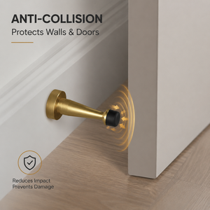 Koppalive Fermaporta in Ottone Massiccio Bronzo Anticato Oro, Paracolpi per Porta <span class=keywords><strong>da</strong></span> Interno con Punta in Gomma Moderna, Montaggio a Parete - Product Image 2