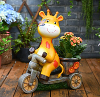 Pot de fleurs en résine artistique en forme de girafe de dessin animé, sculpture décorative d'extérieur pour maternelle et villa