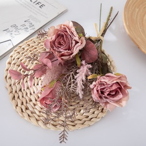 Ramo de Rosas Artificiales Encai, Tela Plástica Tejida, Decoración para Bodas y Hogar CF01232 - Product Image 3