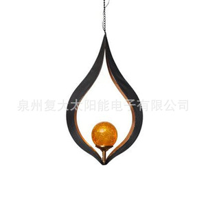 Lampe solaire de jardin suspendue à LED, design flamme, en fer et verre, pour la décoration de patio et de jardin - Product Image 5