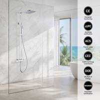 Ensemble de système de douche thermostatique pour salle de bain carré à effet pluie pommeau de douche robinets de pulvérisateur à main accessoire de mélangeur mural exposé