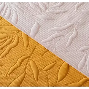 Funda de Edredón Acolchada Marla Mustard, Tamaño King, Diseño de Hojas, Juego de Ropa de Cama para el Hogar - Product Image 6