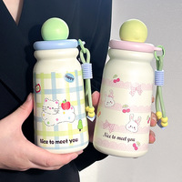 Thermos en acier inoxydable 316 avec une valeur chromatique élevée, gobelet à paille portable pour filles, poignée, impression, bouteille sous vide pour la rentrée scolaire