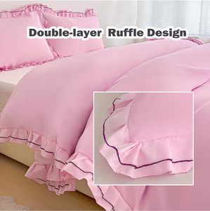 Juego de Edredón de Lujo con Bordado de Encaje de Algodón, con Falda para Cama, Personalizable, Calidad 400 Hilos, para Todas las Temporadas - Product Image 4