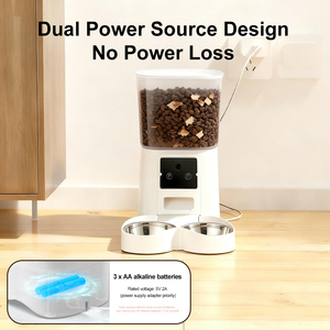 Mangeoire intelligente moderne pour animaux de compagnie 5.5L avec contrôle Wifi Distributeur d'aliments secs chronométré Bol en acier inoxydable durable Caméra Wifi automatique - Product Image 3