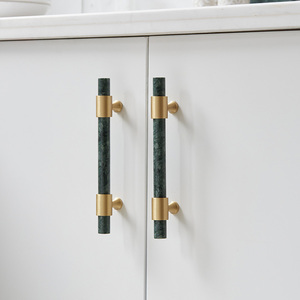 Qiansi HK0111 Trang Chủ Văn Phòng Nội Thất Cửa Sang Trọng Đá Cẩm Thạch Tự Nhiên Brass Kéo Knob T Bar Phần Cứng Tủ Trắng Xanh Xử Lý - Product Image 2