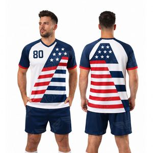 Conjunto de Camiseta y Pantalones Cortos Personalizados para Fanáticos de la Copa Mundial 2026, Estilo Americano, para Entrenamiento de Fútbol Masculino - Product Image 2