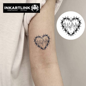 <span class=keywords><strong>Tatouage</strong></span> semi-permanent en forme de cœur en fil de fer <span class=keywords><strong>barbelé</strong></span> imperméable et sûr, <span class=keywords><strong>tatouage</strong></span> écologique à base de jus naturel, dure 2 semaines - Product Image 2
