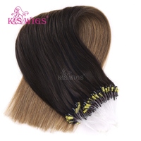 Extensions de cheveux humains Remy chinois 100 % naturels, à micro-anneaux, double épaisseur, doux, sans perte, couleur mixte, lisses naturels, vente en gros.