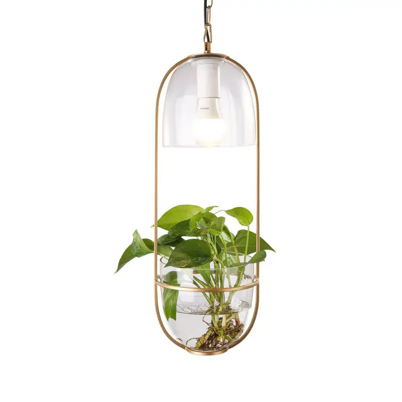 Moderne Eisen LED glas lampe hängen grüne pflanze balkon korridor decke <span class=keywords><strong>kronleuchter</strong></span> Anhänger licht