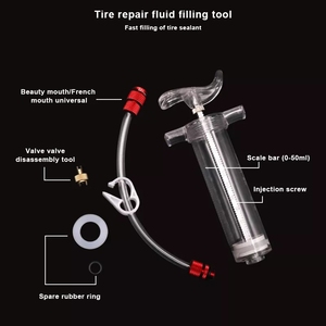 RIDERACE Injecteur de scellant de pneu sans chambre à air Outil de réparation de remplissage de pneu de cyclisme Fit MTB Bike Tire Tools Set for Presta/<span class=keywords><strong>Schrader</strong></span> Valves - Product Image 3
