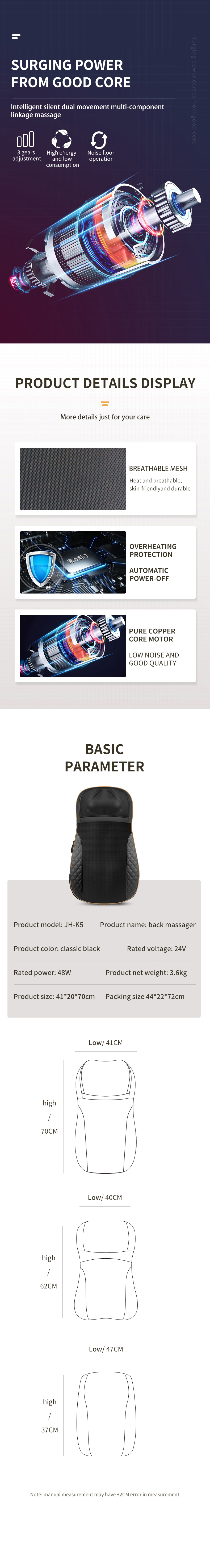Electric Car Home Neck Shoulder Back Waist Kneading Shiatsu Heat Hot Compress Vibration Massage Chair Seat Cushion