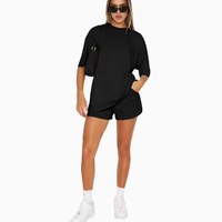 Nouvel ensemble décontracté deux pièces pour femme, été 2026, avec short de cyclisme et t-shirt à col rond de couleur unie, personnalisable avec logo, pour le commerce transfrontalier